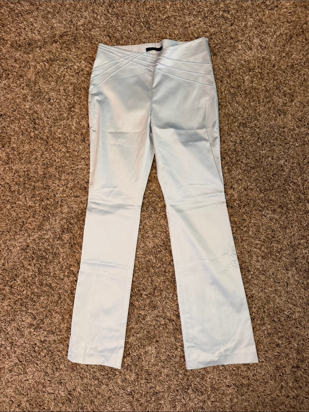 Guess Light Blue Stretch Dress Pants with Cross-Panel Pin tucking at Waist